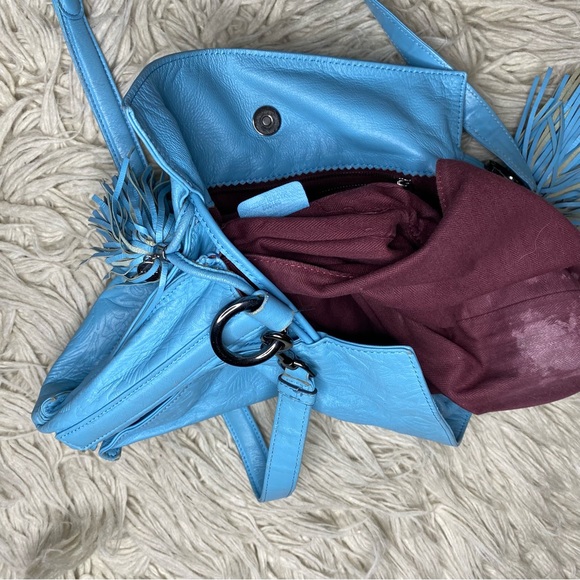 LOEWE Flamenco Sly blue  Leather Shoulder Bag - Picture 13 of 16